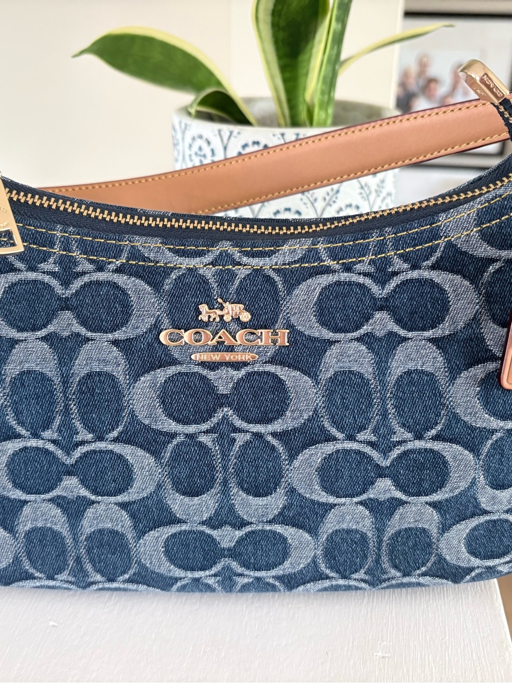 Coach Denim Signature Canvas Shoulder Bag with Cherry Charm - Picture 5 of 10